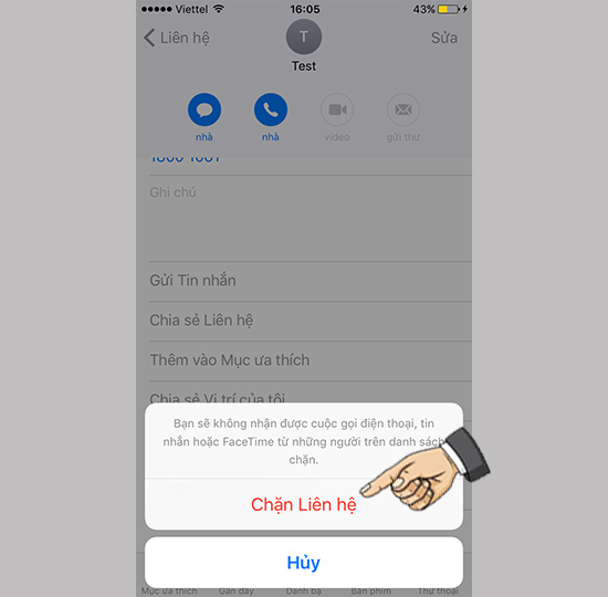 Chọn chặn liên hệ